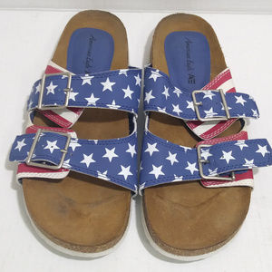 American Eagle Flag Red White Blue Slip On Sandal